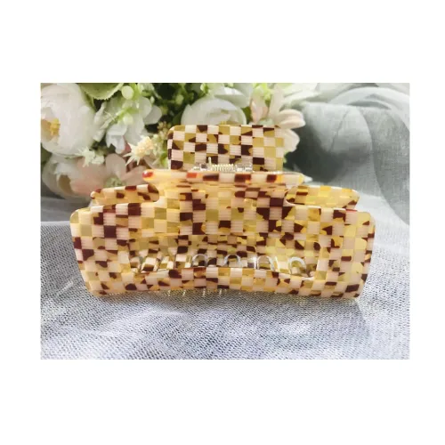 Vista 18 de Pinzas para el cabello a cuadros para mujeres y niñas, pinzas de pelo de moda para peinar con pinzas de garra, cabello grueso, forma rectangular
