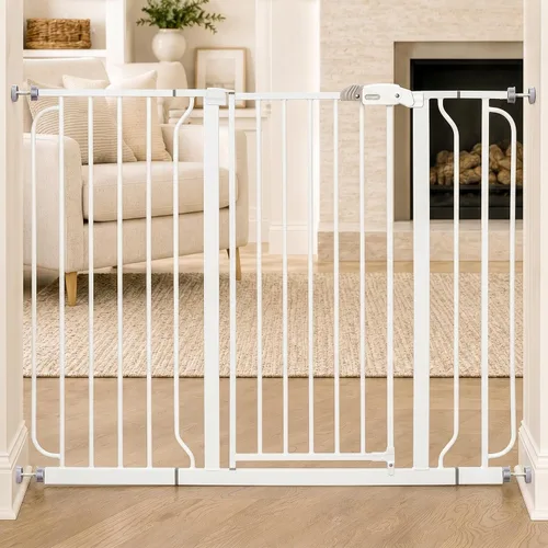 Vista 16 de Regalo Easy Step - Puerta para bebé extra alta con acceso, kit adicional, incluye kit de extensión de 4 pulgadas, kit de montaje a presión, ventosas