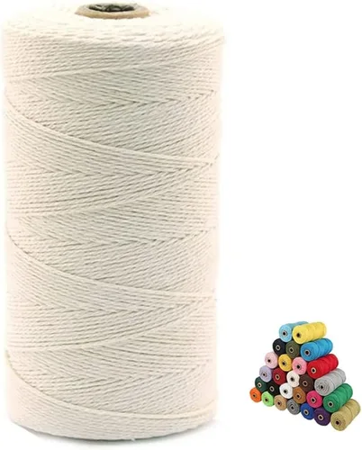 Vista 12 de Cordón de algodón para macramé, hilo torcido de 4 capas, cuerda de algodón natural, suministros perfectos de macramé, para hacer soportes colgantes