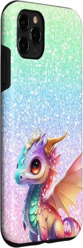 Vista 3 de Funda para iPhone 11 Pro Max colorida rosa naranja bebé dragón bonito cumpleaños Kawaii bonita funda