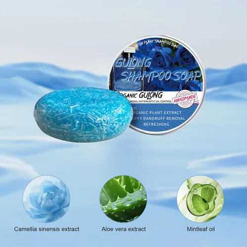 Vista 5 de Cologne - Barra de champú, paquete de 2 barras de champú sólido para hombres, limpieza profunda y nutritiva raíces del cabello, eliminación de caspa