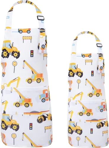 Vista 10 de Juego de 2 delantales para niños y adultos, regalo para madre e hijo, diseño de ayudante para hornear de mamá blanca, delantales de cocina
