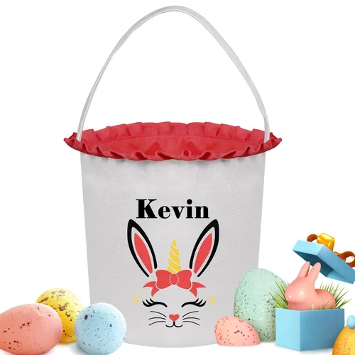 Vista 29 de Cestas de Pascua personalizadas para niños y niñas, cestas de conejo de Pascua personalizadas para niños, cesta de caza de huevos de Pascua, regalos