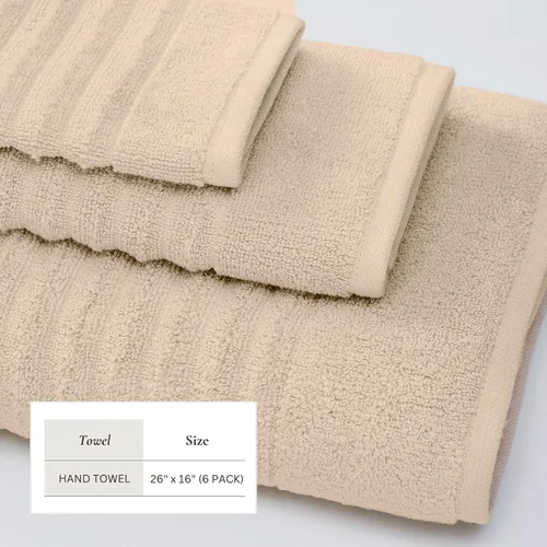 Vista 4 de Great Bay Home Juego de 6 toallas de mano – Toallas 100% algodón – Toallas absorbentes y de secado rápido para el baño (Duna)