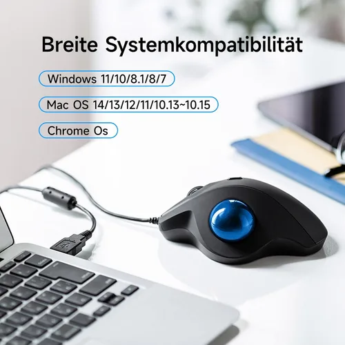 Vista 6 de SANWA Ratón de Trackball con cable, botones silenciosos y programables, bola ergonómica para reducir la tensión de la muñeca, control del pulgar