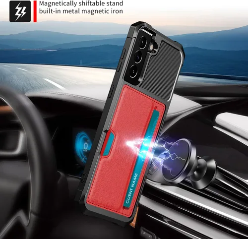Vista 3 de Asuwish Funda de teléfono para Samsung Galaxy S21 Plus S21+ 5G con protector de pantalla de vidrio templado, soporte delgado para tarjeta