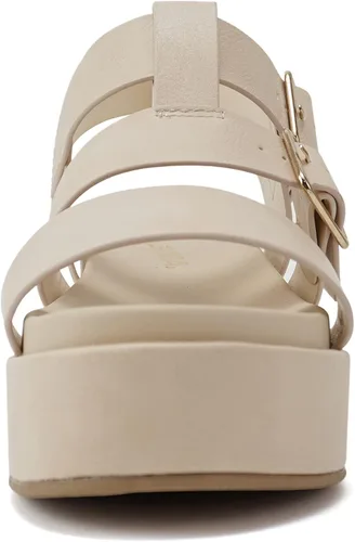 Vista 3 de Soda DRIFTER Women Flatform Multi Strap Double Buckle Open Toe Ankle Strap Platform Wedge Sandals