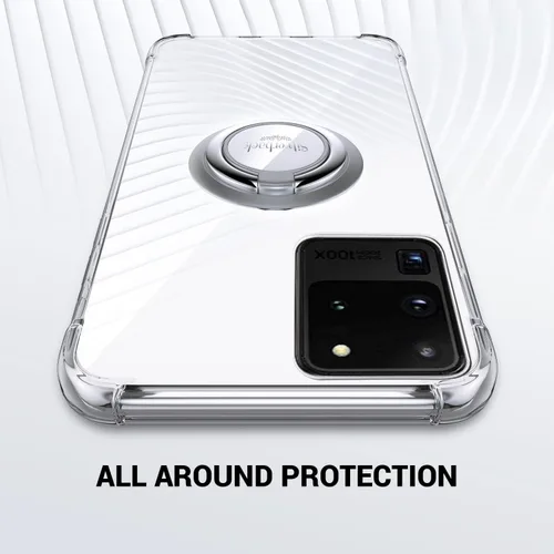 Vista 7 de Silverback Funda transparente para Samsung Galaxy S20 Ultra con anillo, TPU suave de protección contra golpes, absorción de golpes, funda
