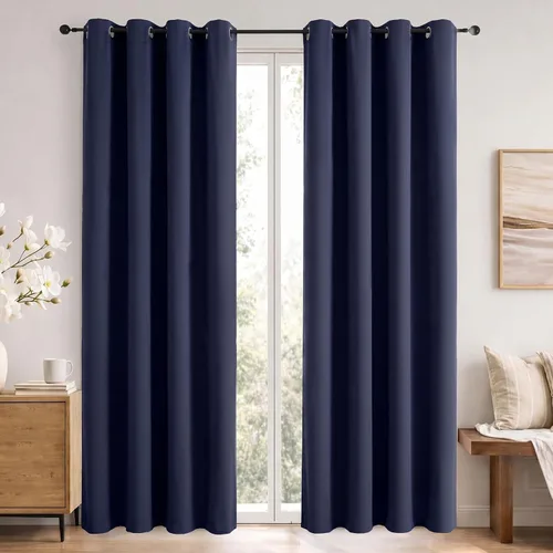 Vista 123 de Simplebrand Cortinas blancas puras de 96 pulgadas de largo para oscurecer la habitación, juego de 2 paneles para dormitorio/sala de estar, bloqueo