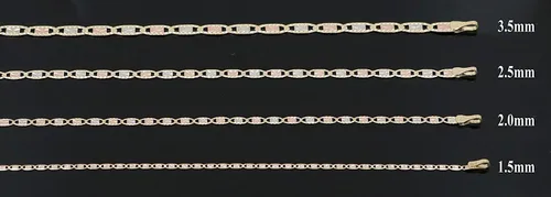 Vista 5 de Collar de oro amarillo de 14 quilates, oro blanco, oro rosa, 0.079 in de ancho (16"-24")