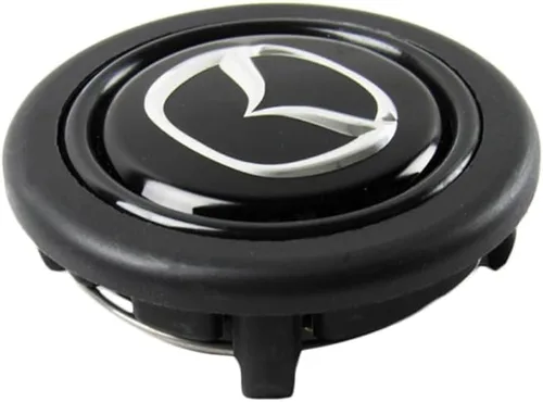 Vista 13 de Q1-TECH, botón redondo JDM universal para volantes aftermarket de 6 pernos con abertura de dos pulgadas 2" para botón de bocina (AUD-BK)