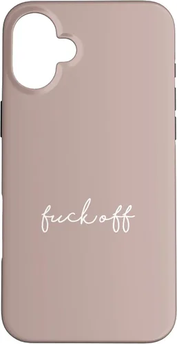 Vista 23 de Funda para iPhone 16 Pink Taupe Fuck Off Divertida manuscrita a mano con refranes sarcásticos groseros