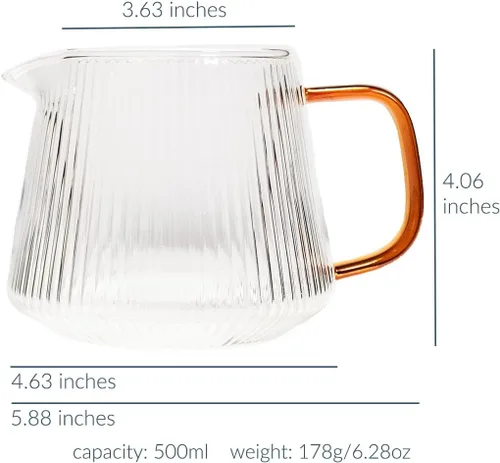 Vista 6 de Decantador de pourover CEREMONY, decantador de vidrio de borosilicato para café, té y otras bebidas (16.9 fl oz)