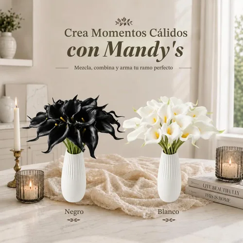 Vista 9 de Mandy's - 20 flores negras artificiales de lirio de cala de seda de 13.4 pulgadas para el día de Pascua, hogar, cocina y boda
