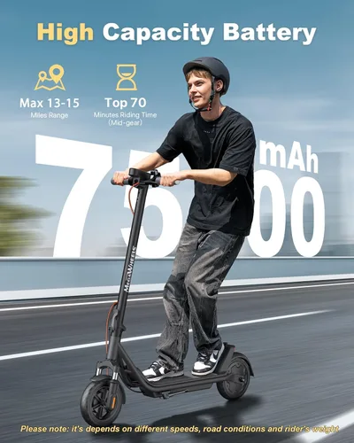 Vista 2 de Patinete eléctrico para adultos, motor de 300W hasta 15.5 MPH, neumáticos sólidos de 8.5", pantalla LED y control por APP, patinete eléctrico