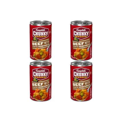Vista 10 de Sopa Chunky de Campbell’s, sopa de vacuno con verduras del campo, lata de 18.8 Oz