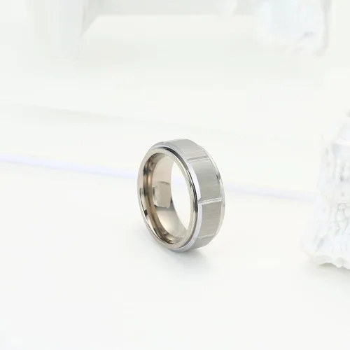 Vista 6 de Anillo giratorio de titanio de tungsteno de 0.2360.315 pulgadas para hombre, tamaño medio, sin níquel, anillo de ansiedad para hombres y mujeres
