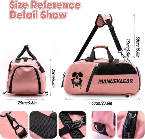 Vista 5 de Bolsa de gimnasio para mujeres y hombres, bolsa de lona para hombres con compartimento para zapatos, bolsas de lona deportivas para mujeres