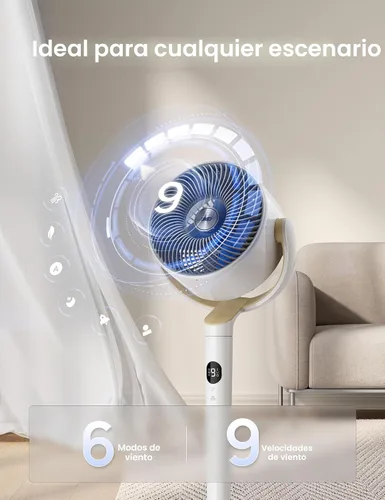 Vista 6 de Dreo Ventilador Inteligente para Dormitorio, Ventiladores Oscilantes Omnidireccionales de 120° +120°, Ventilador de Pedestal Silencioso de 90 pies