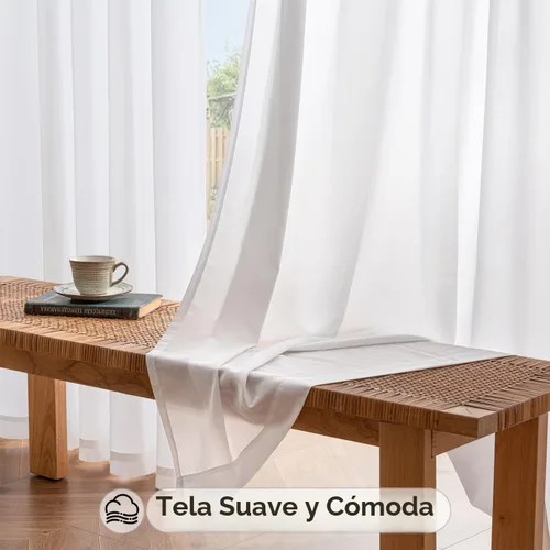 Vista 6 de MIULEE White Privacy Sheer Curtains 2 Panels 42W x 96L Blanco