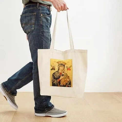 Vista 4 de CafePress Our Lady Of Perpetual Help - Bolsa de mano de lona natural bolsa de compras reutilizable