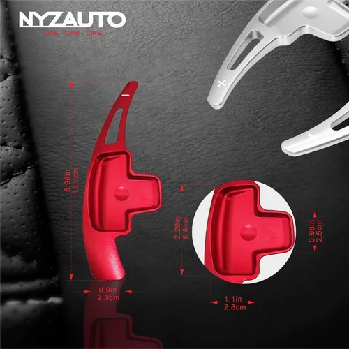 Vista 7 de NYZAUTO Extensión de Paletas de Cambio del Volante de Aleación de Aluminio Compatible con Mercedes Benz A B E GLA GLK SLK M GL Class (Modelo A-Rojo)