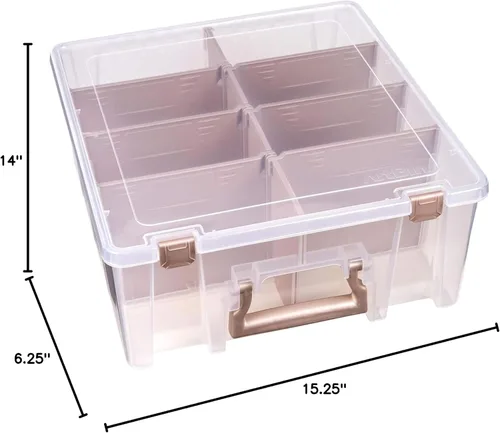 Vista 11 de ArtBin 6990RK Super Semibolsa Doble Profunda, Organizador Portátil de Arte y Manualidades con Asa, [1] Estuche de Almacenamiento de Plástico Acentos
