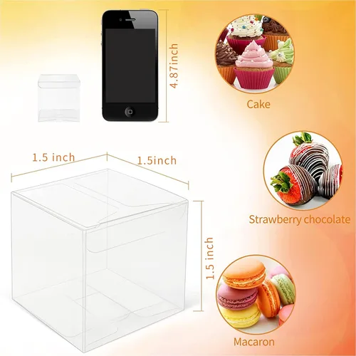 Vista 2 de Cotopher - 120 unidades de cajas de regalo transparentes, cajas de plástico transparentes de 3,8 x 3,8 x 3,8 cm para trufa de chocolate. Mini cajas