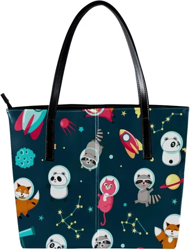 Vista 2 de Womens Leather Tote Bag, Seamless Alpaca Cactus Large Heavy Duty Shoulder Bag Travel Work School Handbag