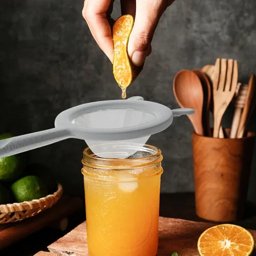 Vista 4 de Colador de malla ultra fina de cocina, 3 piezas, colador de malla fina con asa, herramienta de cocina para leche de soja, café, yogur, jugo, hoja