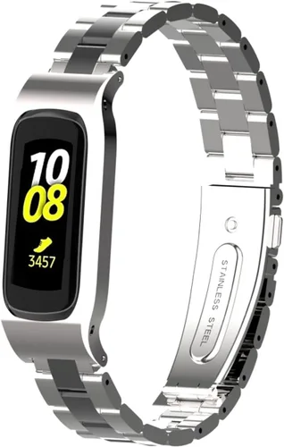 Vista 19 de Correa de reloj de metal compatible con Samsung Galaxy Fit2 SM-R220 de acero inoxidable con marco protector de caja de repuesto para Fit 2 SM-R220