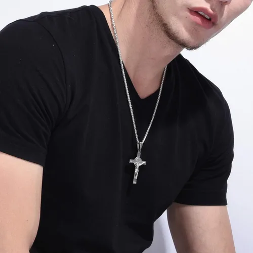 Vista 5 de U7 Russian Orthodox Cross PendantPraying HandsIchthys Sign for Men Women Stainless Steel 18K Gold Plated Jesus Pendant Christian Religious