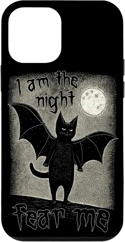 Vista 12 de Funda para iPhone 15 I Am The Night Fear Me Cute Black Cat Bat Punk Goth Grunge