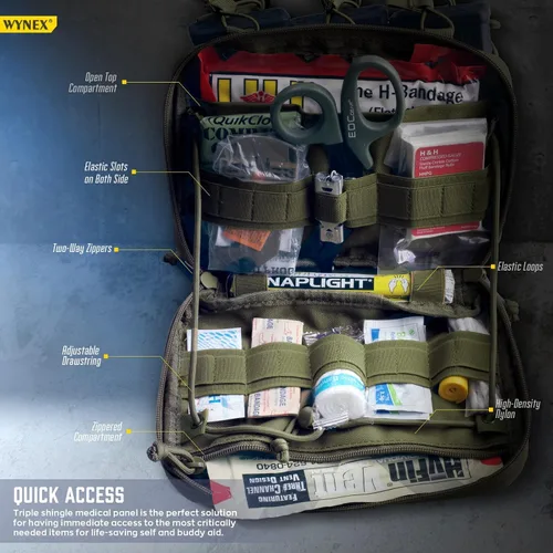 Vista 2 de WYNEX Bolsa Táctica para Administración de Cargadores, Bolsa de Herramientas Utilitaria Molle, Organizador Médico EMT con Sistema Triple Apilable