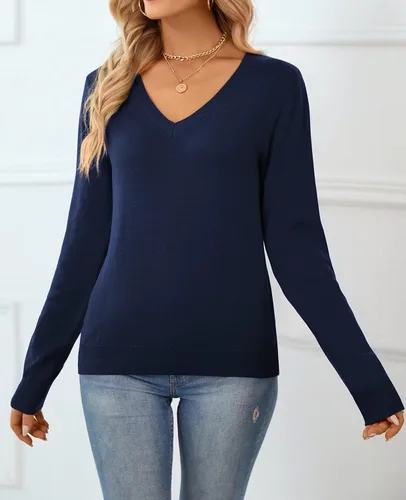 Vista 5 de QUALFORT - Suéter de punto para mujer, 100% algodón suave, sin botones