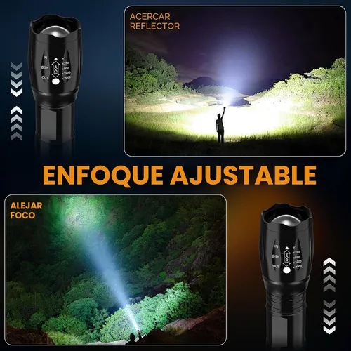Vista 3 de CREE XML T6 3000 lúmenes táctico linterna LED, 5 modos, impermeable