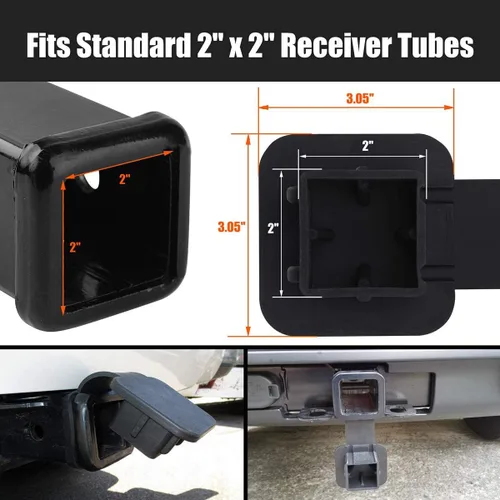 Vista 3 de Tubo de cubierta de enganche de remolque para receptores de 2 pulgadas para Ford Chevy Chevrolet Jeep Dodge RAM Toyota Tundra 4Runner Tacoma RAV4