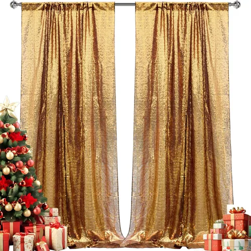 Vista 88 de 2 paneles de cortinas de fondo de lentejuelas verdes de 8 pies, cortinas de fondo de fotografía con purpurina para decoración de Navidad, boda