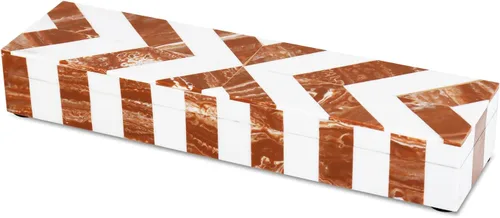 Vista 18 de Handicrafts Home Organizador para joyas y caja de almacenamiento, cajas decorativas para mujer y chicas, para envoltura, estampado de cheurón blanco