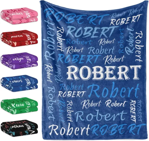 Vista 10 de Manta personalizada con tema negro, manta suave y ligera de franela y forro polar con nombre para hombres, mujeres, niños y niñas - Regalos