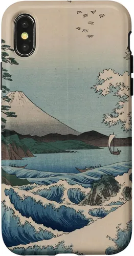 Vista 4 de Funda de pintura japonesa para iPhone 15 con diseño de ondas tradicionales japonesas