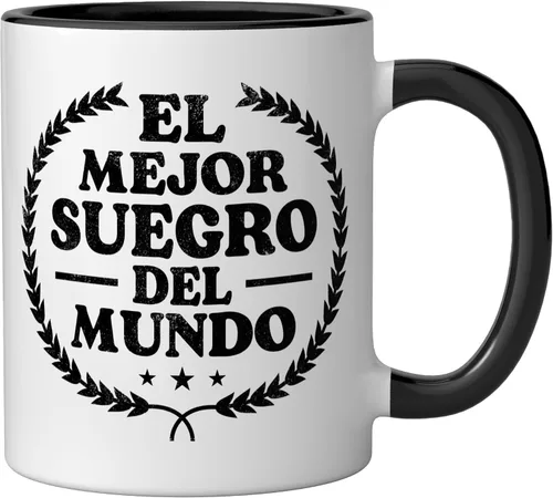 Vista 2 de El Mejor Suegro del Mundo - Taza de cerámica con humor divertido para suegro español, color negro y blanco