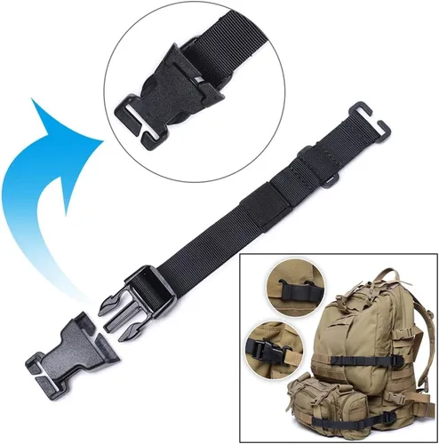 Vista 3 de Sistema táctico de nivel Rush de 4 piezas, correas de sujeción ajustables de mochila Molle con clips de hebilla, correas de compresión