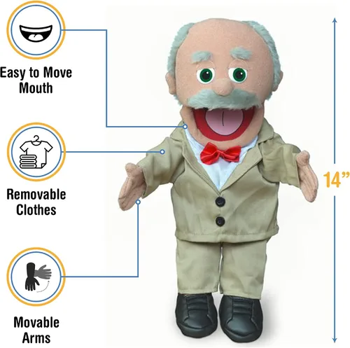 Vista 3 de Pops, abuelo hispano, marioneta de mano de 14