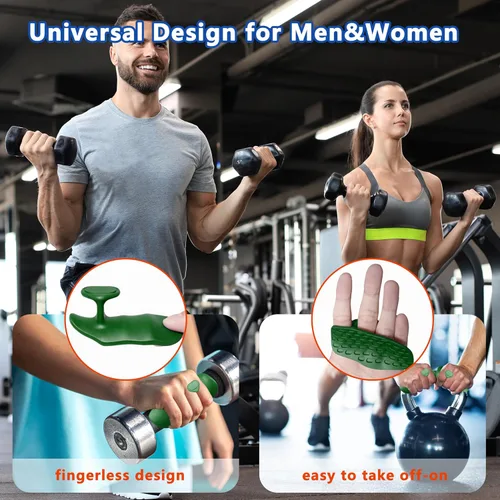 Vista 4 de Agarres de silicona para levantamiento de pesas, guantes de entrenamiento alternativos para hombres, agarre antideslizante para entrenamiento