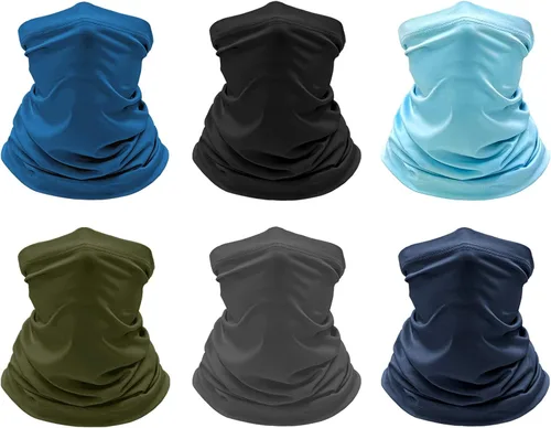 Vista 12 de Paquete de 6 polainas refrescantes para el cuello, máscara facial para verano, transpirable, antipolvo, UV, bufanda para hombres y mujeres, pesca