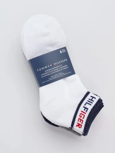 Vista 3 de Tommy Hilfiger Calcetines atléticos para niños, calcetines tobilleros de corte de un cuarto (6 unidades)