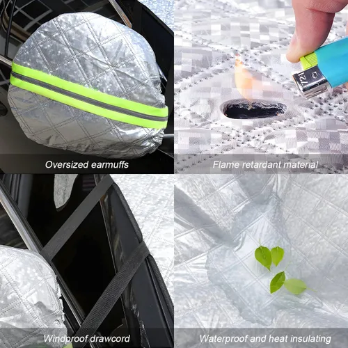 Vista 5 de LoyaForba - Cubierta magnética para parabrisas de coche, 4 capas de protección impermeable y a prueba de viento, contra nieve, hielo, sol y heladas