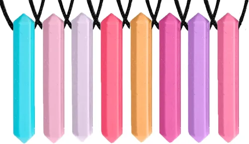 Vista 12 de Collar Sensorial de Lápiz 8 Piezas - Ideal para Niños o Adultos a los que les Gusta Morder o que Tienen Autismo - Juguetes Masticables de Silicona