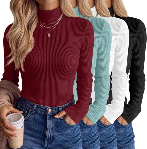 Vista 7 de Neer Paquete de 4 camisas de cuello alto para mujer